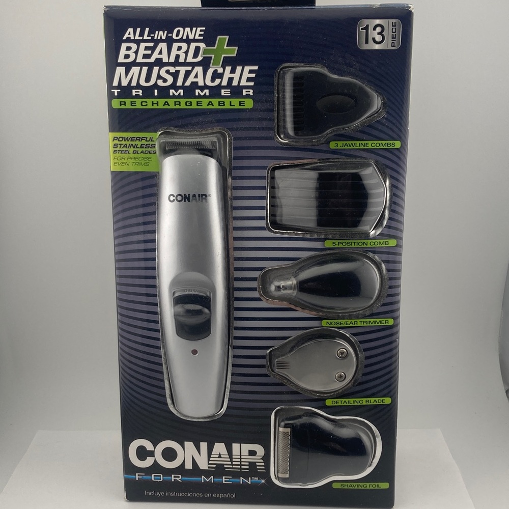 Conair All in One Beard Mustache Trimmer 13 Piece for Men Shaving Foil Nose Ear